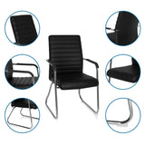Bezoekersstoel STEEL V in het zwart met sleeonderstel, armleuningen en gestoffeerde bekleding van hjh OFFICE