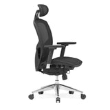 Zwarte High end bureaustoel VENUS ONE met netrug en vijfpoot met zwenkwielen van hjh OFFICE – 360-gradenweergave (zijaanzicht 75°)
