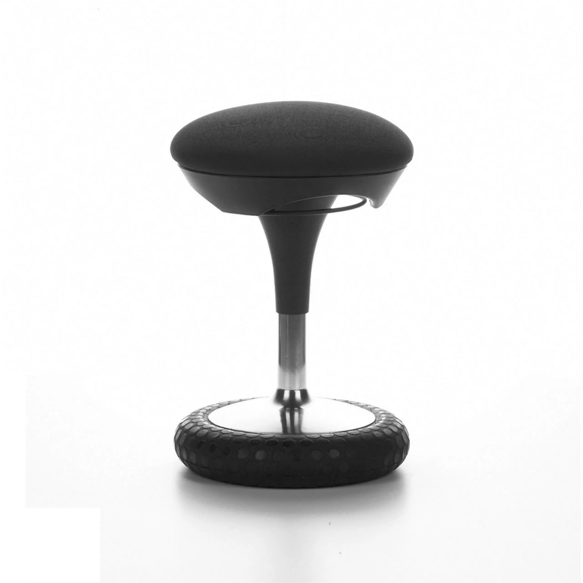 Zwarte stahulp SITNESS 20 met gewatteerde zitting en ronde voet van Topstar – 360-gradenweergave (vooraanzicht 20°)
