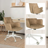 Beige Thuisgebruik bureaustoel SOLAO LIFE W met wit onderstel en zwenkwielen van hjh LIVING