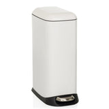 Witte prullenbak CLEAN SLIM met voetpedaal en afgerond deksel van hjh OFFICE – 360-gradenweergave (vooraanzicht 15°)