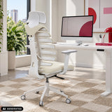 Professionele bureaustoel ERGO LINE W in Salted Caramel met stoffen bekleding en wit frame van hjh OFFICE (AI-gegenereerde afbeelding)