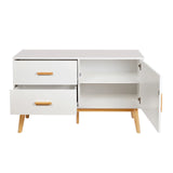 Wit Dressoir TAROLO met twee laden, een vak met open deur en houten poten van hjh LIVING