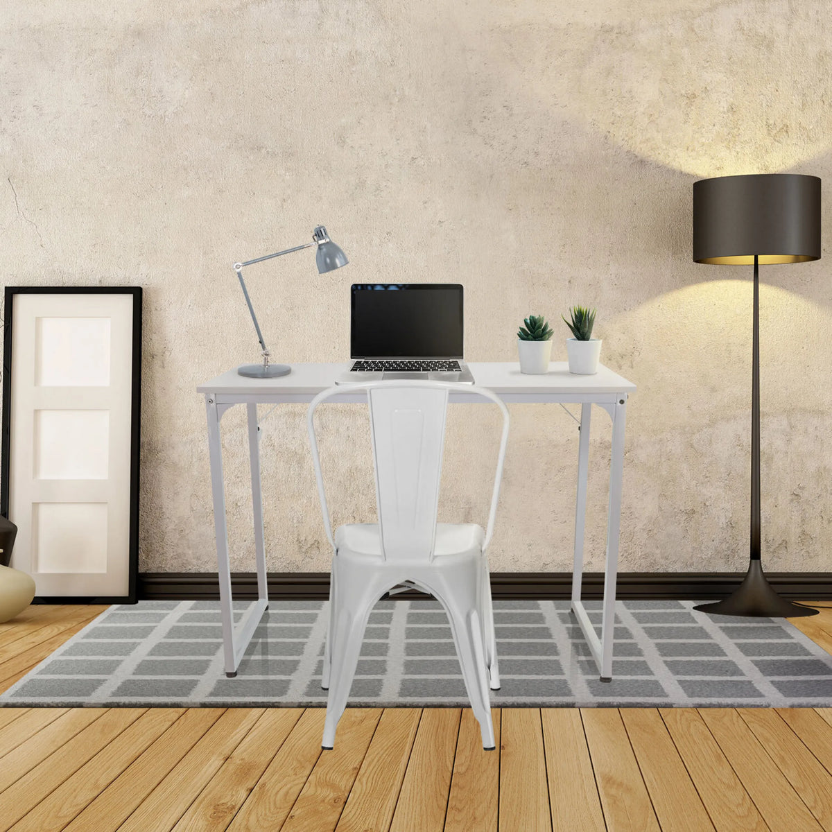 Wit WORKSPACE I bureau met afmetingen 100 × 50 cm met een bijpassende stoel van hjh OFFICE