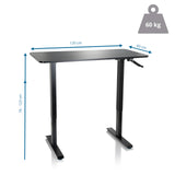 Maattekening van het Zit- Sta bureau STAND CR met 120 x 60 cm en een draagvermogen van 60 kg van hjh OFFICE