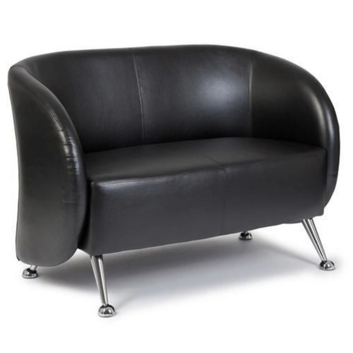 Zwarte lounge bank ST. LUCIA als tweezitter met glanzende metalen poten van hjh OFFICE
