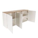 Open dressoir KELO S in het wit met een blad in eikenlook van hjh LIVING
