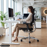 Luxe directiestoel ERGOHUMAN GEN2 met hoofdsteun en netstof in zwart van hjh OFFICE (AI-gegenereerde afbeelding)