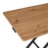 Houtlook van het tafelblad in eiken met zwart onderstel van de tafel Worktime Lift van hjh OFFICE