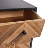 Open lade met houten front in visgraatlook van het Dressoir SANTJAGO BLACK SUN L van hjh LIVING