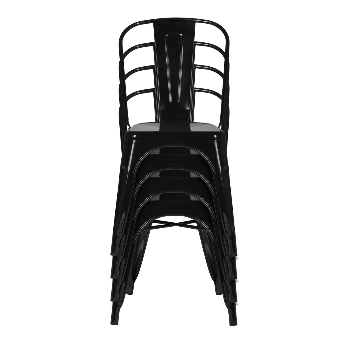 Stapelbare zwarte Bistrostoelen VANTAGGIO COMFORT met gebogen rugleuning van hjh OFFICE