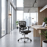 Luxe directiestoel ERGOHUMAN BASE GEN2 met zwart netweefsel in een kantoor van hjh OFFICE (AI-gegenereerde afbeelding)