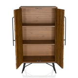 Open vak met twee planken van de Commode SANTJAGO WOOD HIGH in donkerbruine houtlook van hjh LIVING