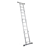 Zilverkleurige aluminium Klaptrap SOLID W3 met twaalf treden van hjh OFFICE – 360-gradenweergave (schuin achteraanzicht 216°)