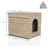 Maattekening van het Kattenhuis KITTY PAWBOX 1 in eikenlook, 60 × 50 cm van hjh LIVING