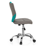 Grijs-turquoise Kinder bureaustoel KIDDY COMFORT met kruisvoet en vijf zwenkwielen van hjh OFFICE – 360-gradenweergave (zijaanzicht 100°)