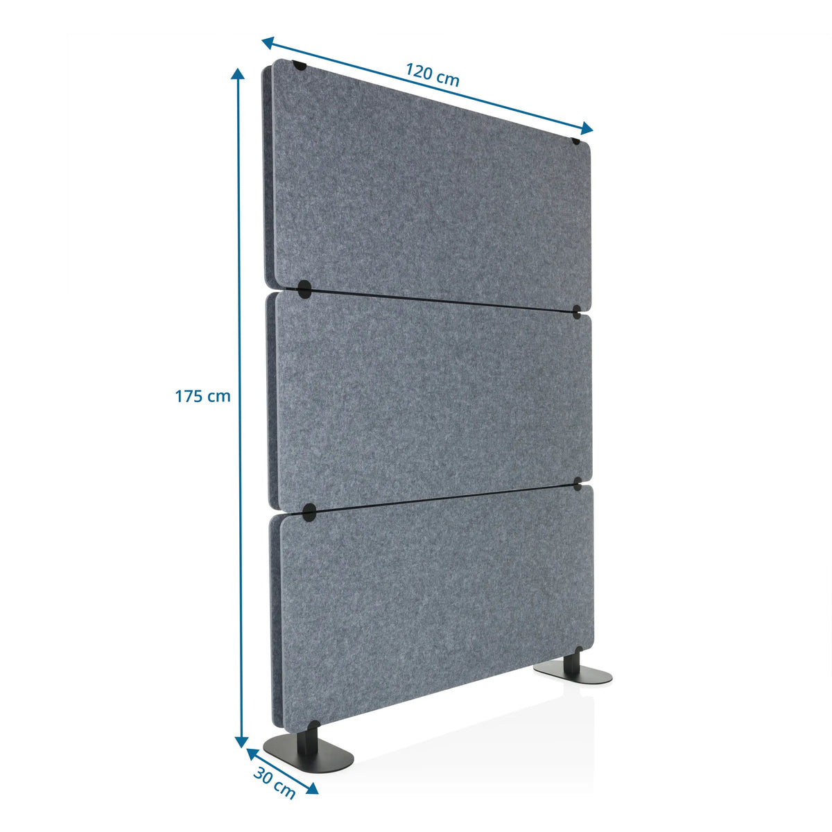 Maattekening van de Scheidingswand FLEXMIUT EXTEND met 175 × 120 cm van hjh OFFICE