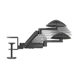Verstelbaar mechanisme van de RELEX RT1 armleuning in zwart met tafelbevestiging van hjh OFFICE