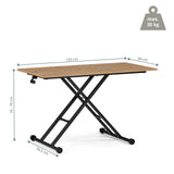 Maattekening van de Worktime Lift tafel met een bladmaat van 120 × 60 cm en een draagvermogen van 30 kg van hjh OFFICE