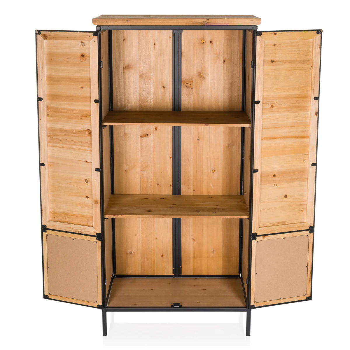 Open vak met twee planken van de CONTINENTO HIGH commode van licht hout van hjh LIVING