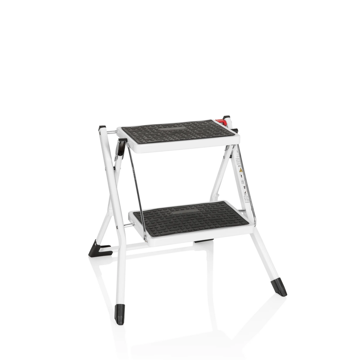 Witte Klaptrap SOLID W1 met twee antislip treden van hjh OFFICE – 360-gradenweergave (vooraanzicht 20°)