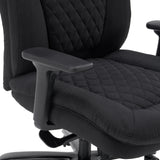 Armleuning en gewatteerde stoffen bekleding van de XXL Pullmann Gen2 bureaustoel in zwart van hjh OFFICE