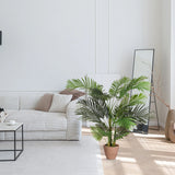 Groene kunstplant ARECA II in een bruine overpot van hjh OFFICE