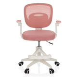 Roze Kinder bureaustoel KIDDY SMART met netrugleuning en vijfsterrenvoet met wielen van hjh OFFICE – 360-gradenweergave (vooraanzicht 0°)