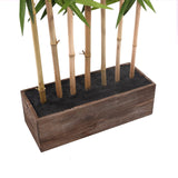 Kunstplant BAMBUS I van hjh OFFICE, plantenbak met houtlook en zes bamboestengels