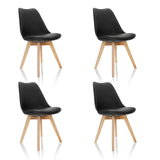 Set van vier zwarte SCANDI 4 Shell-stoelen met lichte houten poten van hjh OFFICE