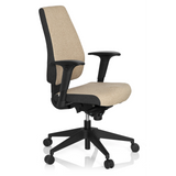 Beige Professionele bureaustoel PRO-TEC 500 met armleuningen en een zwart vijfster-onderstel van hjh OFFICE – 360-gradenweergave (schuin vooraanzicht 60°)