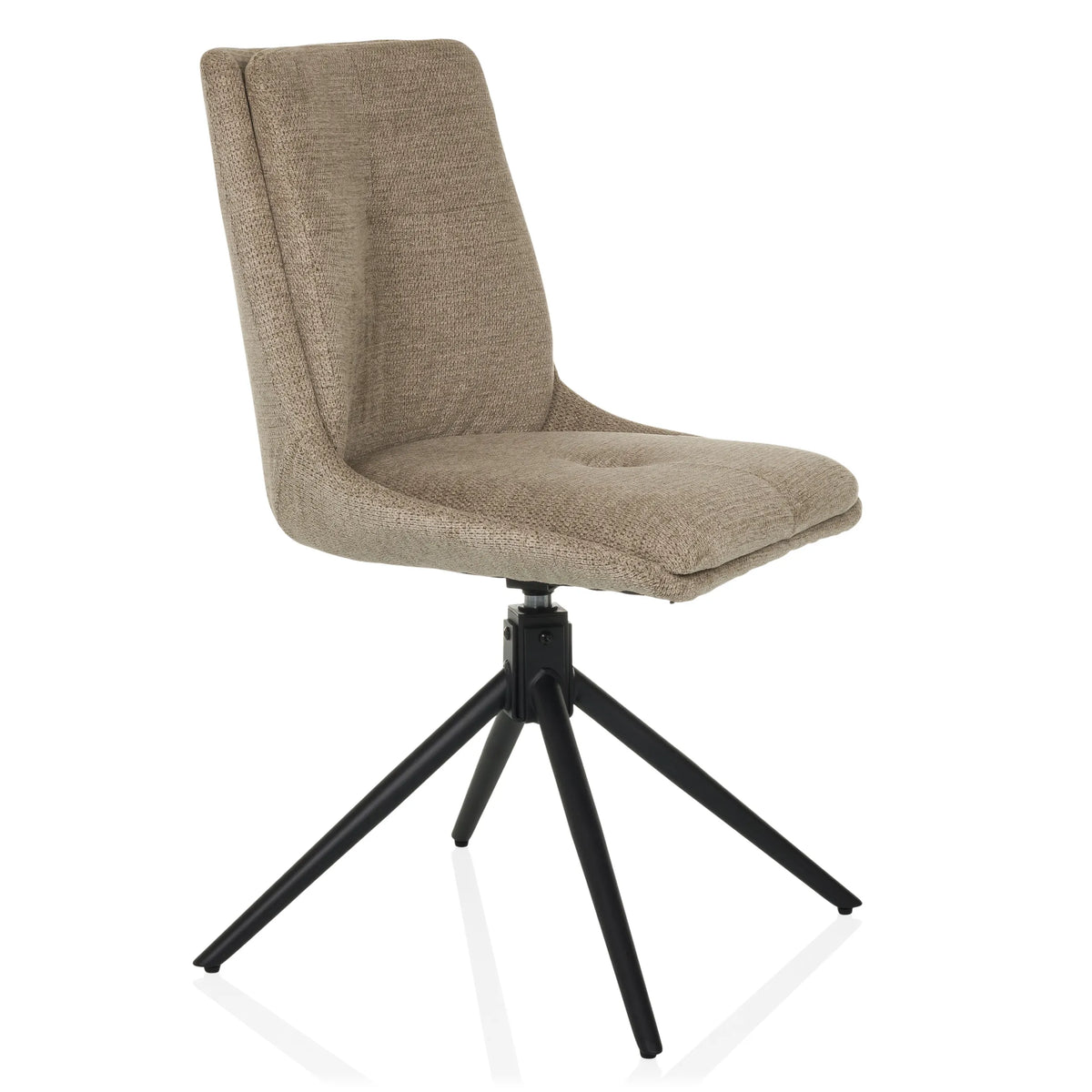 Beige gestoffeerde stoel TARVISO I met zwart viersterrig onderstel van hjh LIVING – 360-gradenweergave (schuin vooraanzicht 45°)