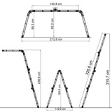 Technische tekening van de Klaptrap SOLID W3 met een breedte van 212,6 cm van hjh OFFICE