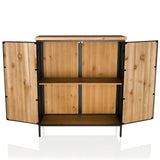 Open vak met een plank van de SANTJAGO BLACK SUN XL Commode in houtoptiek met zwart frame van hjh LIVING