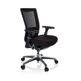 Zwarte High end bureaustoel NOVA PRO ALU met netrugleuning en vijfpoot met wieltjes van hjh OFFICE – 360-gradenweergave (schuin vooraanzicht 60°)