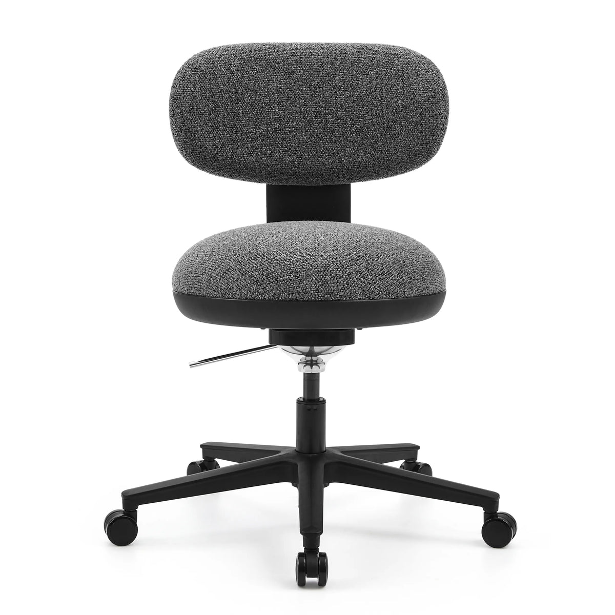 Grijze Thuisgebruik bureaustoel SITMOTION B met gewatteerde zitting en vijfpoot met wieltjes van hjh OFFICE – 360-gradenweergave (vooraanzicht 0°)