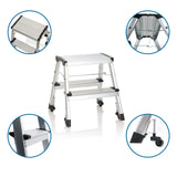 Tweetraps Klaptrap SOLID VI van aluminium met wieltjes en veiligheidssluiting van hjh OFFICE