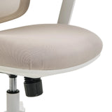 Beige stoffen gewatteerde zitting van de Professionele bureaustoel ERGOMY W met wit frame van MyBuero