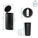 Maattekening van de CLEAN STEP 2 prullenbak met 90 cm hoogte en 30 L volume van hjh OFFICE
