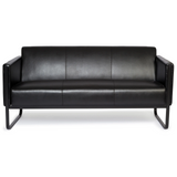 Zwarte lounge bank BALI BLACK als driezitter met armleuningen en metalen frame van hjh OFFICE – 360-gradenweergave (vooraanzicht 0°)