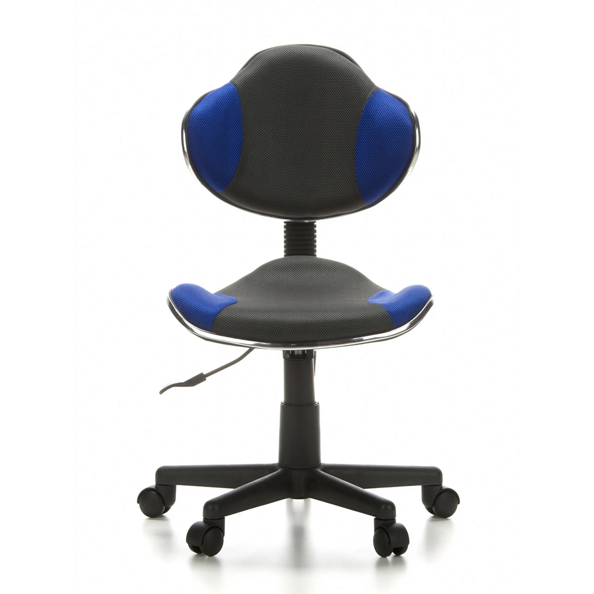 Grijsblauwe Kinder bureaustoel KIDDY GTI-2 met netrugleuning en vijfpoot met zwenkwielen van hjh OFFICE – 360-gradenweergave (vooraanzicht 0°)