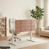 Bruine Tafelverdeler FLEXMIUT ROLL W met lengtegroeven op een wit bureau van hjh OFFICE