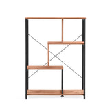 Plank Kalag Eco in zwart en eiken met asymmetrische planken en kruissteunen van hjh LIVING – 360-gradenweergave (vooraanzicht 0°)