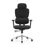 Zwarte professionele bureaustoel Ergomy F 2 met stofbekleding en voetkruis met vijf wieltjes van hjh OFFICE – 360-gradenweergave (vooraanzicht 0°)