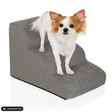 Grijze PAWY STEP 3 trap voor huisdieren met een kleine hond van hjh LIVING (AI-gegenereerde afbeelding)