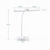 Maattekening van de Lumanova D6 bureaulamp met een hoogte van 31 cm en een voet van 16 cm van hjh OFFICE