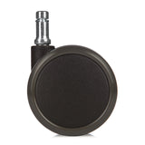 Zwarte 5x ROLO 10mm/65mm bureaustoelwielen voor harde vloeren met zilverkleurige metalen pen van hjh OFFICE
