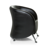 Zwarte gestoffeerde fauteuil ST. LUCIA met glanzende metalen poten van hjh OFFICE – 360-gradenweergave (zijaanzicht 80°)