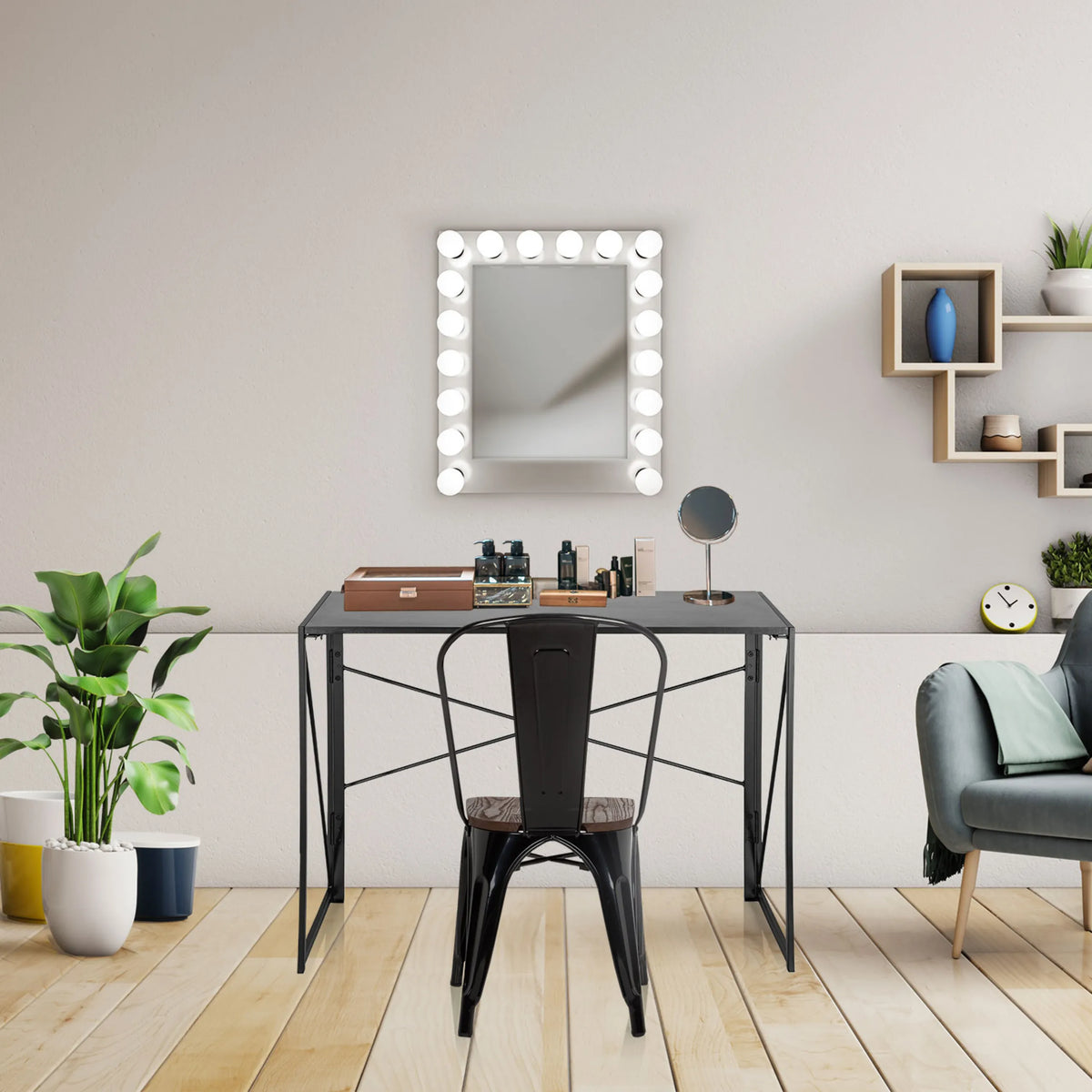 Inklapbaar bureau EASY UP MULTI in zwart met afmetingen van 100 x 50 cm van hjh OFFICE