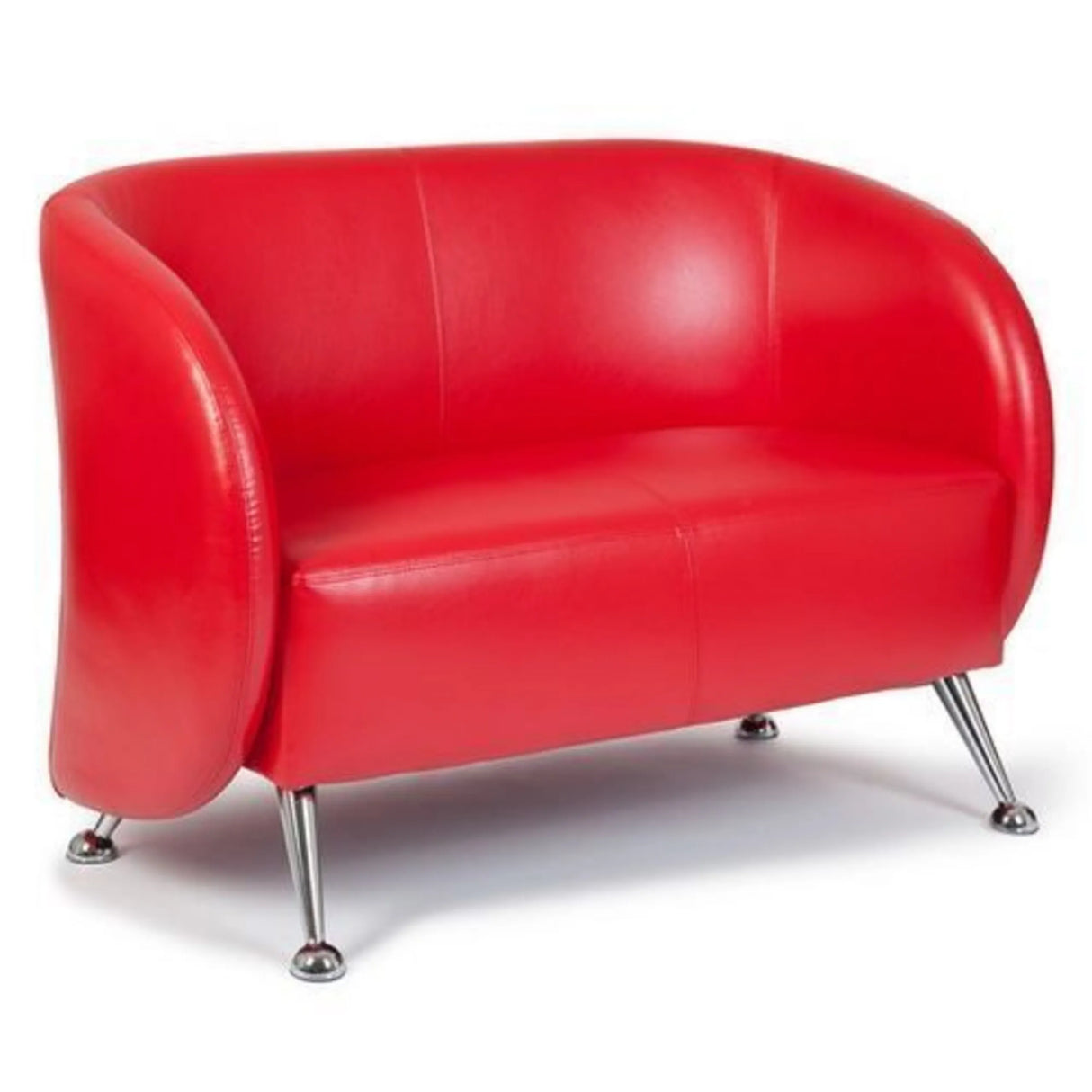 Rode lounge bank ST. LUCIA als tweezitter met glanzende metalen poten van hjh OFFICE